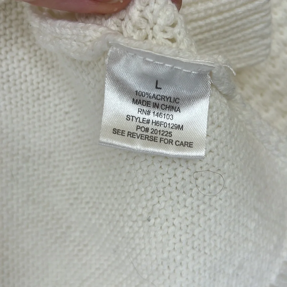 HIPPIE ROSE long sleeve women’s cable knit sweater ivory L - Picture 9 of 10